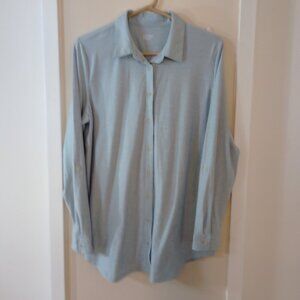 Lands' End Womans Button Up Knit Tunic Shirt, Size L - 14-16